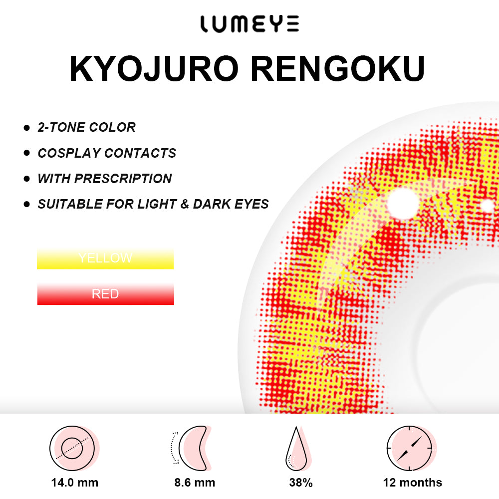 Best COLORED CONTACTS - Demon Slayer - LUMEYE Kyojuro Rengoku Colored Contact Lenses - LUMEYE