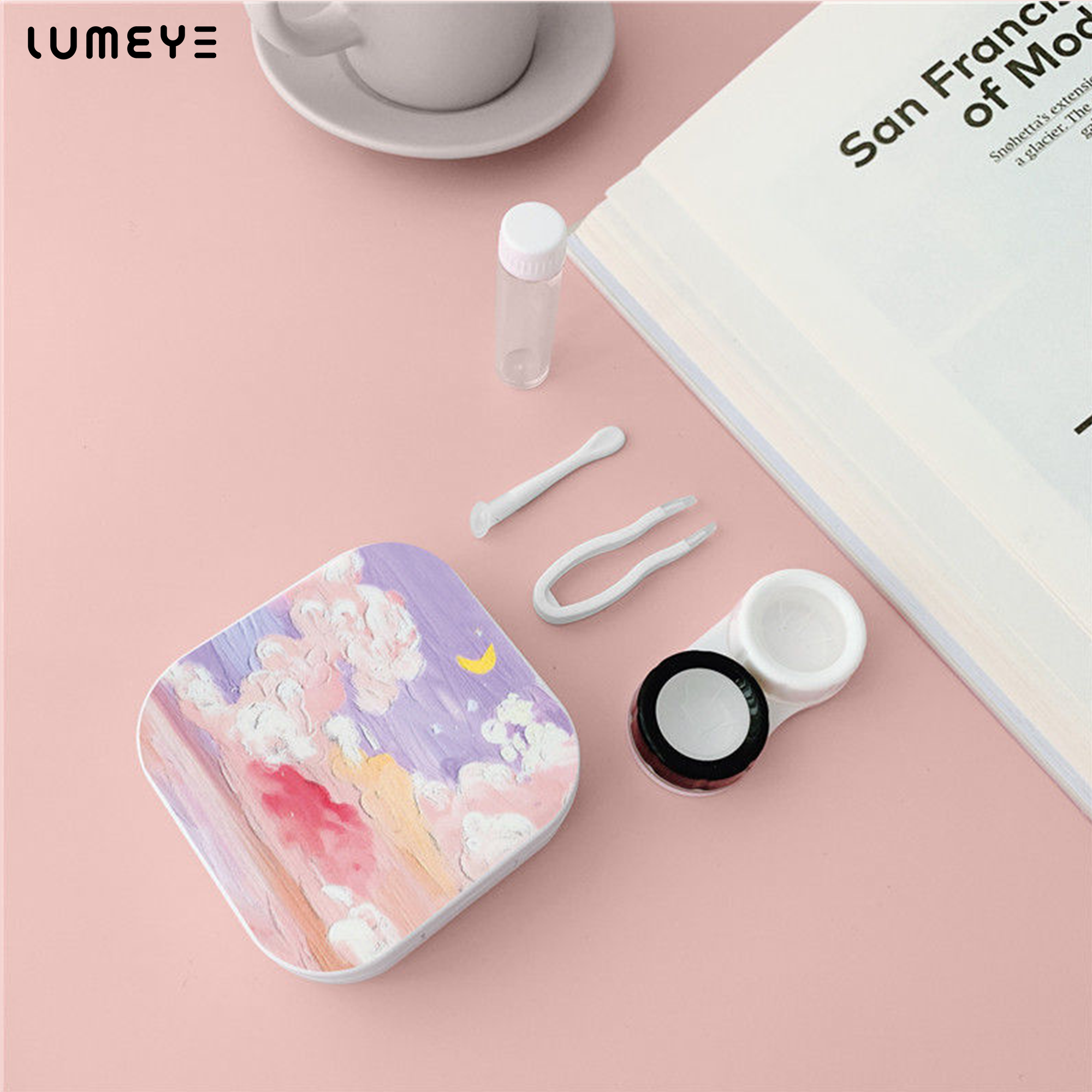 Best COLORED CONTACTS - LUMEYE Pinky Strawberry Moon Lens Case - LUMEYE