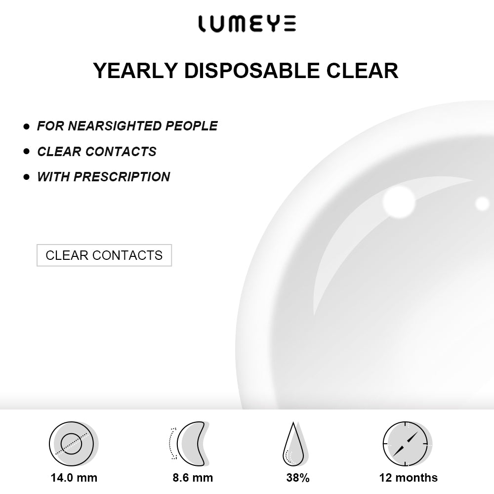 Best COLORED CONTACTS - LUMEYE Yearly Disposable Clear Contact Lenses (2 pcs) - LUMEYE