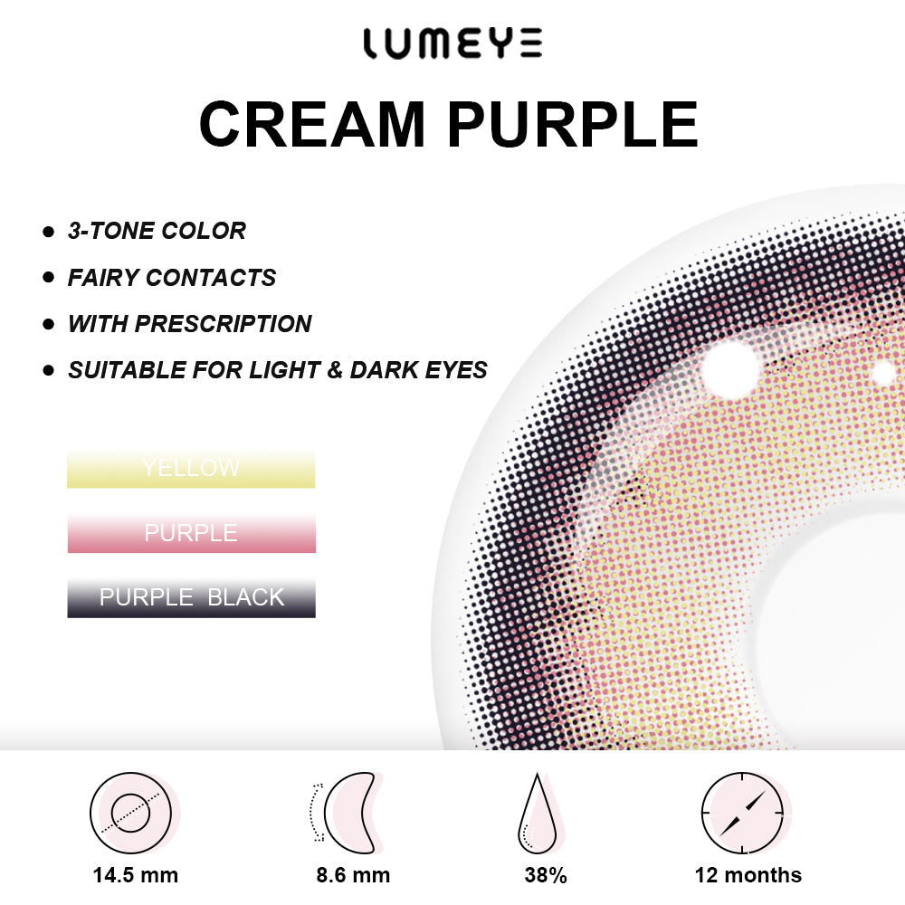 Best COLORED CONTACTS - LUMEYE Cream Purple Colored Contact Lenses - LUMEYE