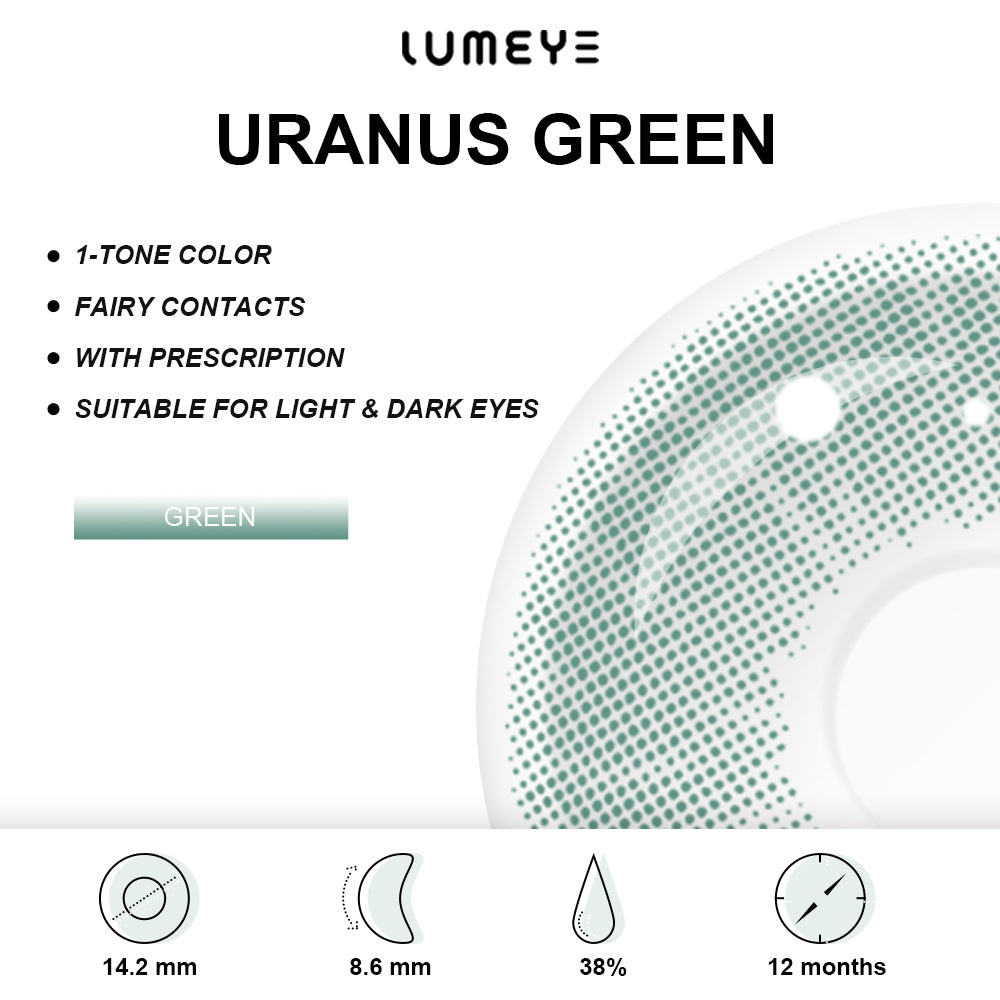 Best COLORED CONTACTS - LUMEYE Uranus Green Colored Contact Lenses - LUMEYE
